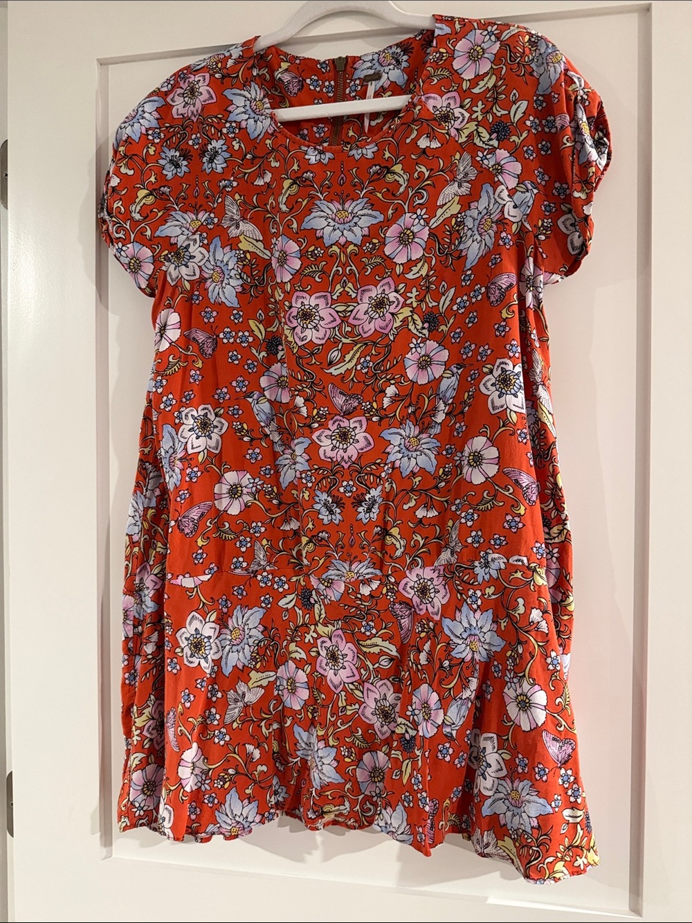 Free People Floral Orange Babydoll Dress